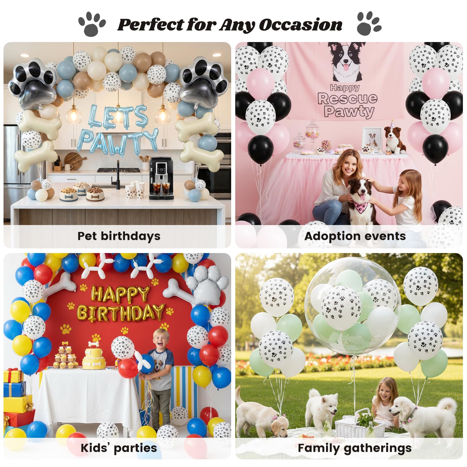 KOOGEL 100 PCS 12 Inch Dog Paw Print Balloons for Pet Party Decorations