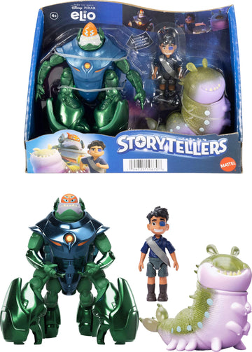 Mattel Disney and Pixar Elio Action Figure Storyteller 3 Pack, Elio, Ambassador Grigon and Glordon Characters, Posable Movie Toys at 4-in Scale