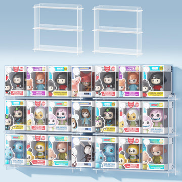 WINKINE Floating Display Shelves Compatible with 21 Funko Pop in Box, Acrylic Shelves for Wall, Clear Figures Display Case for Boxed Characters