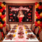 192 Pcs Cheetah Print Tableware Set (Serves 48 Guests), Plates, Napkins, Forks, Red Black Cheetah Cherry Theme for Girls Women Birthday Wedding