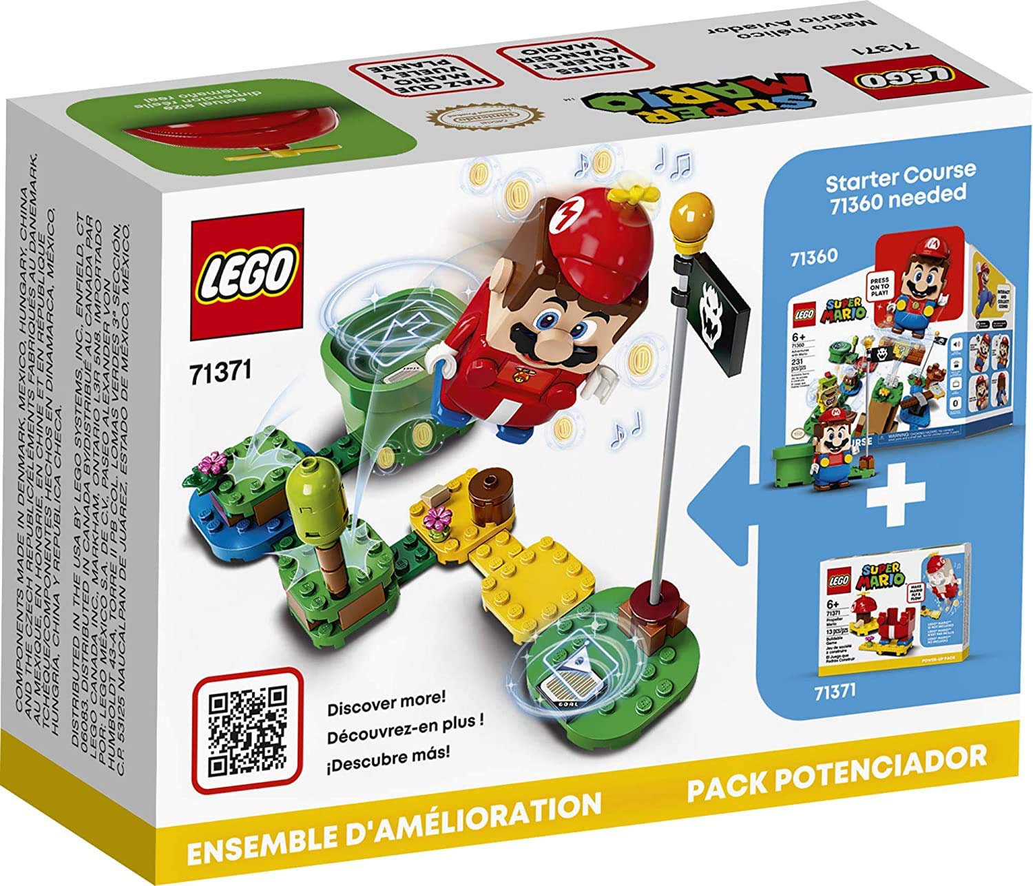LEGO Super Mario Propeller Mario Power-Up Pack 71371; Awesome Toy for Kids to Power Up The Mario Figure in The Adventures with Mario Starter Course