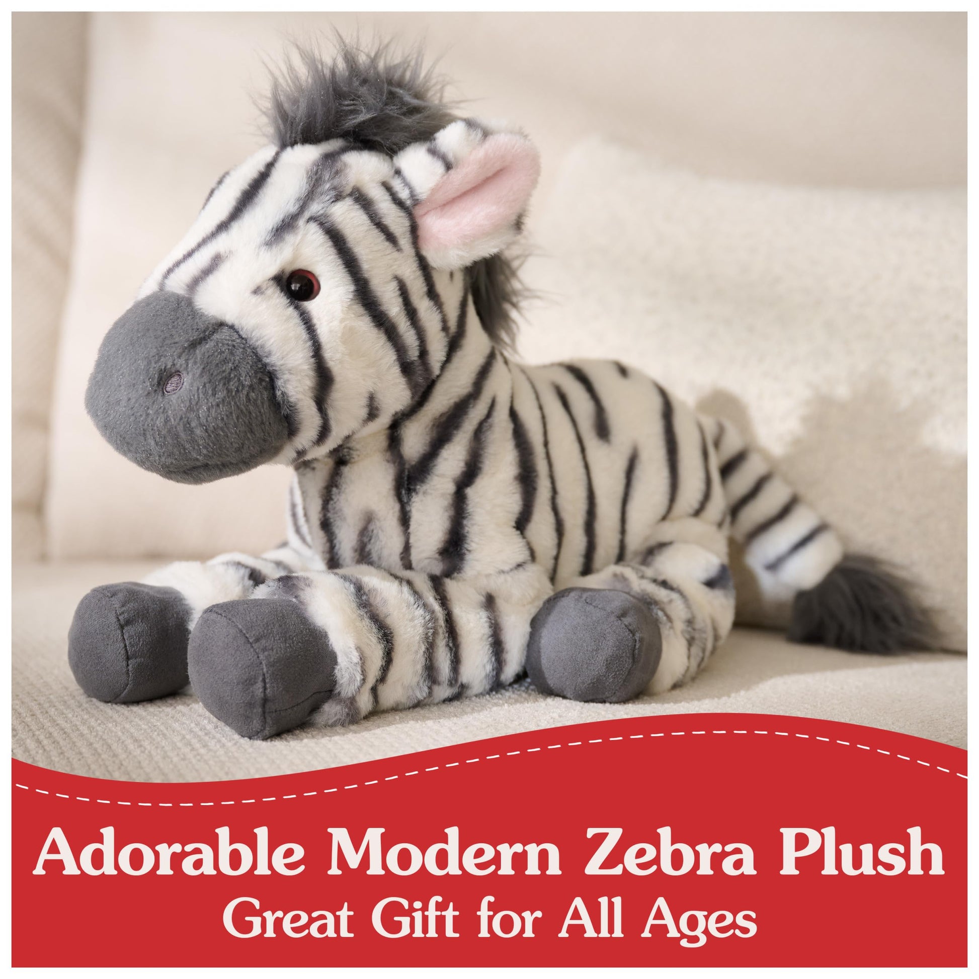 GUND Gemma Zebra Plush, Zebra Stuffed Animal for Ages 0 and Up, Gray/White, 12"
