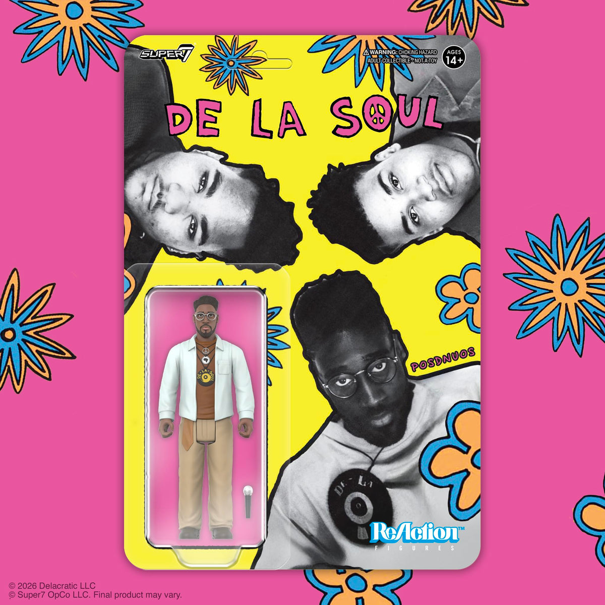 Super7 Reaction Figure De La Soul Kelvin Posdnuos Mercer (Me, Myself & I) - 3.75" De La Soul Action Figure with Accessory - Hip Hop Collectibles and