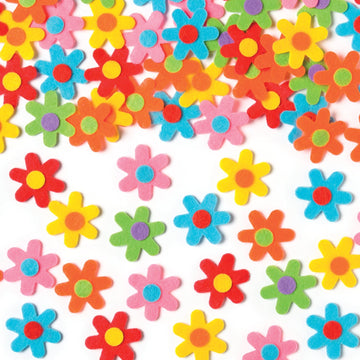Baker Ross - EV1563 Self Adhesive Flower Felt Stickers, For Kids to Decorate Collage, Cards & Craft (Pack of 60), 3cm, Assorted