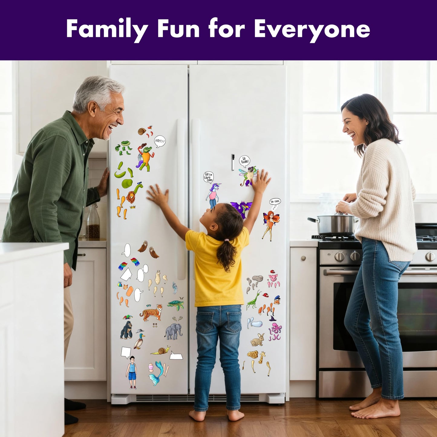 Cryptid Construction Kit Magnets - Build a Monster Set with 309,000+ Combos, Magnetic Book & Speech Bubbles - Funny Fridge Magnets for Kids & Adults