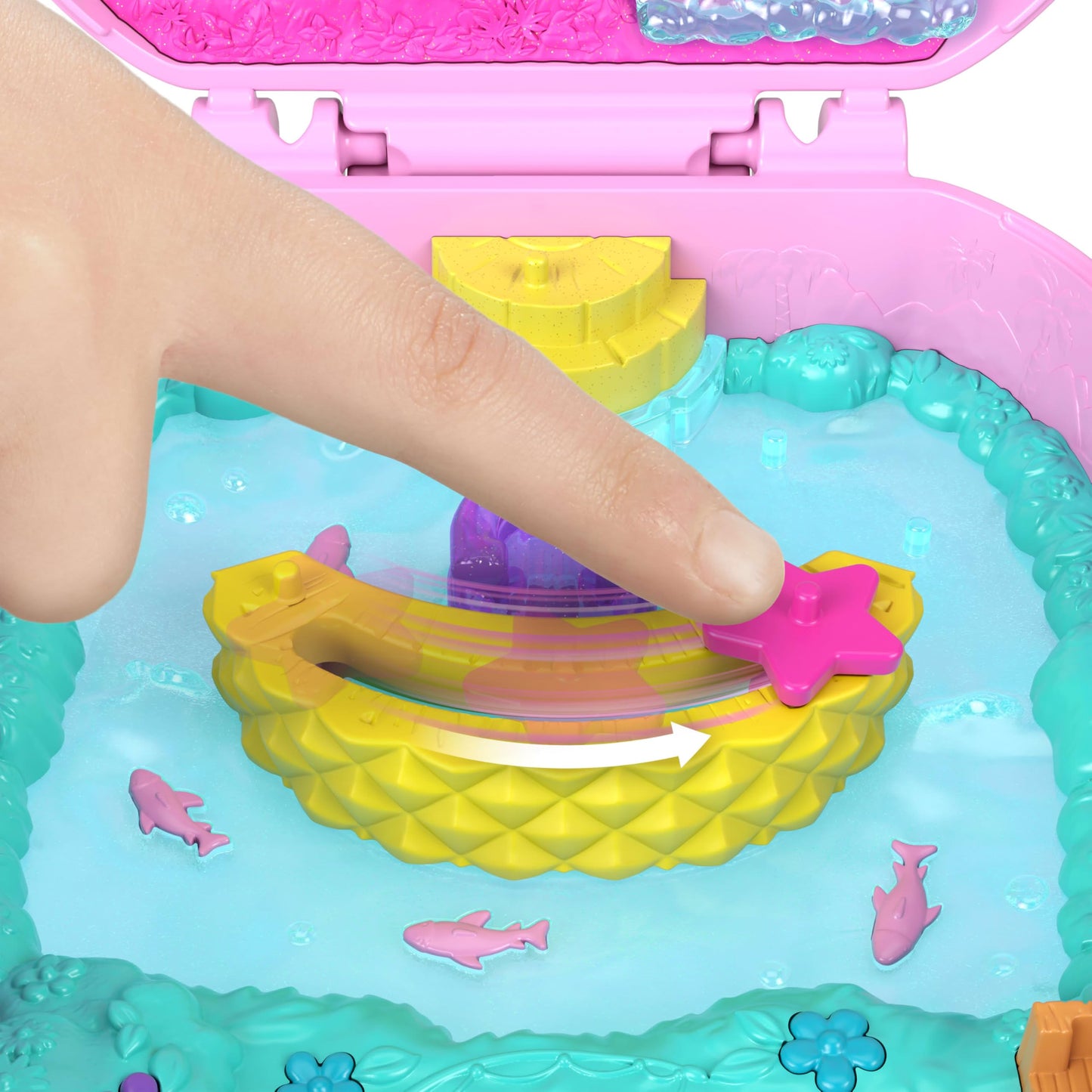 Polly Pocket Dolls and Playset, Pineapple Monkey Compact, Travel Toy with 1 Micro Doll, Pet, Hammock, Fruit Themed Accessories