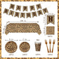 Leopard Print Party Supplies, Cheetah Happy Birthday Party Decorations with Plates Napkins Cups Tablecloth for Safari Animal Leopard Birthday Party