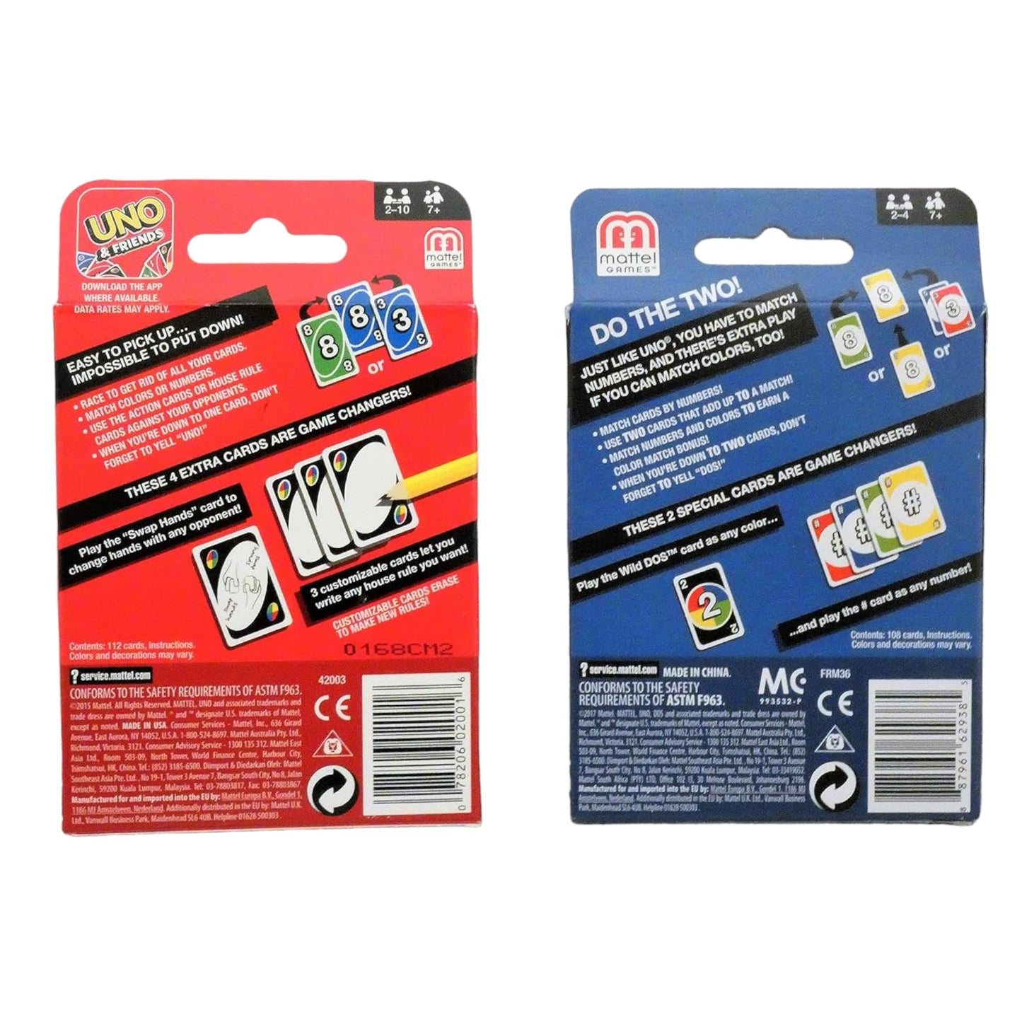 Mattel Uno Card Game Bundled with Dos Card Game, Multicolor