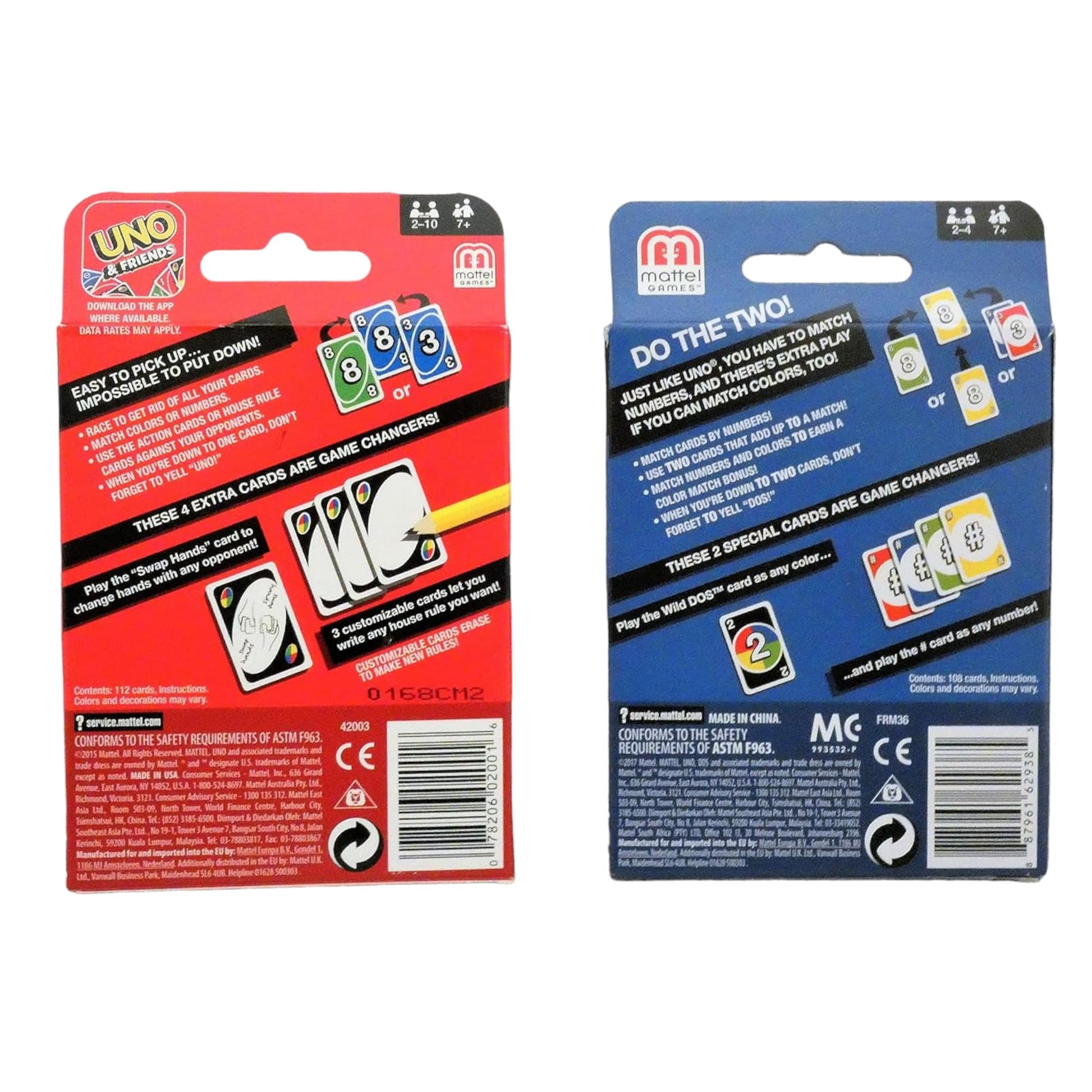 Mattel Uno Card Game Bundled with Dos Card Game, Multicolor