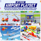 57 PCS Commercial Airport Playset with Airplane Toys, Play Vehicles, Fire Trucks, Police Cars & Figures, and Accessories in Storage Bucket for Kids