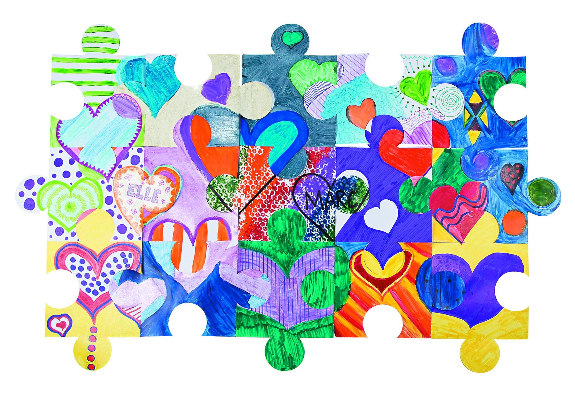 Fun Express Blank Puzzle Pieces Giant 14 Inch DIY Jigsaw 24 Piece Set