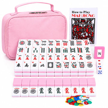 American Mahjong Tile Set with Portable Handbag - 166 Premium Tiles & Complete Accessories, 3 Dice, Chips, Wind Indicator & Full-Color Rulebook