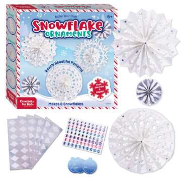 Creativity for Kids Make Your Own Snowflake Ornaments Kit | Fold & Decorate 8 Paper and Foil Snowflakes | DIY Christmas Ornament Craft for Kids