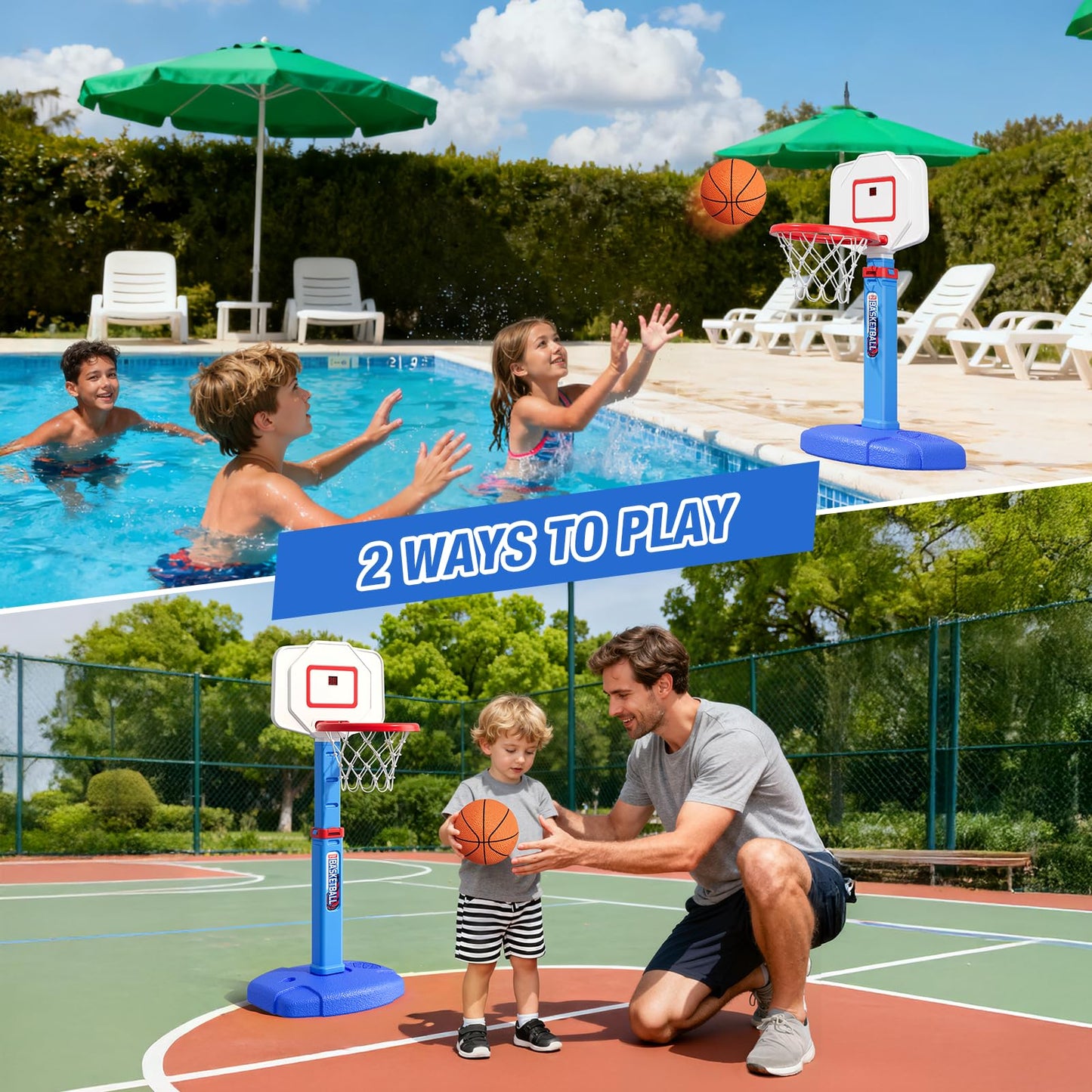 HYES Kids Basketball Hoop with Electronic Scoreboard/LED Rim