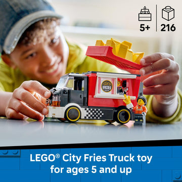 LEGO City Fries Food Truck Building Toy for Kids - Pretend Play Truck Toy for Boys & Girls, Ages 5+ - Mobile Restaurant Playset W/2 Minifigures