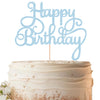 EONNCNT Happy Birthday Cake Topper - Light Blue Glitter Birthday Party Cake Decoration Supplies, Photo Booth Props