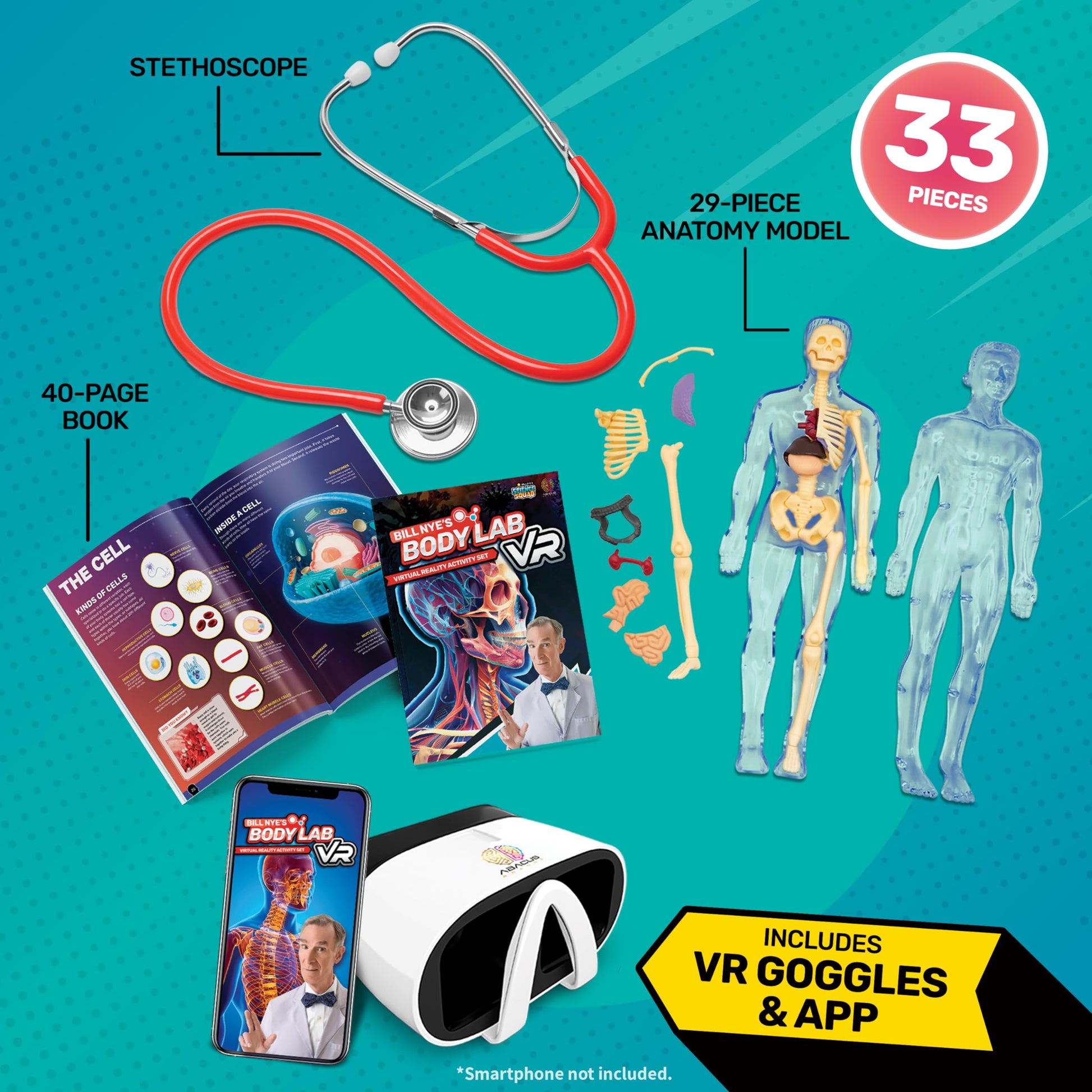Abacus Brands Bill Nye's Science Squad Body Lab VR- Kids STEM Activity Set