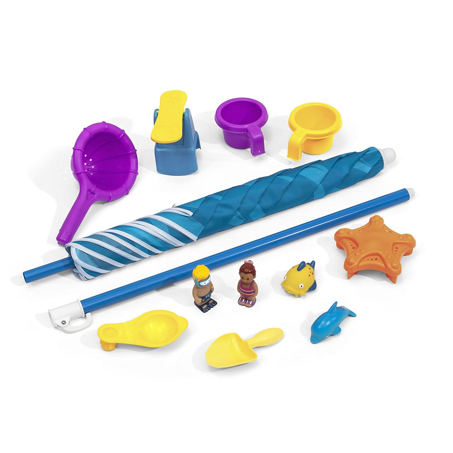 Step 2 Spill & Splash Seaway Water Table for Kids, Two-Tier Outdoor Kids Water Sensory Table with Umbrella, Ages 1.5+ Years Old, 11 Piece Water Toy