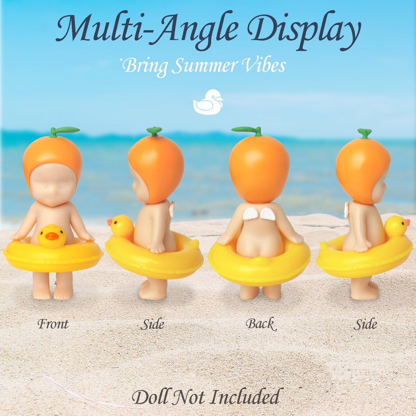 Kaitiaki 2PCS Mini Duck Floaties for Sonny Angel, Cute Yellow Duck Resin Swim Rings Accessories Fits 3 Inch Dolls, Decorative Display Props Clothes