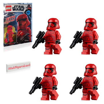 LEGO Star Wars Episode 9 The Rise of Skywalker Minifigure - Red Sith Trooper (with Blaster) and Minifigureland Tile - 4 Pack