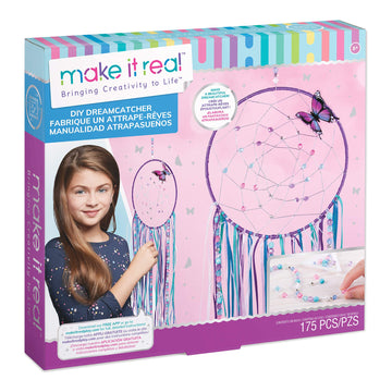 Make It Real: DIY Dreamcatcher - Purple Pink Blue Butterfly, 175 Piece All-in-One DIY Kit, Tweens & Girls, Bedroom Décor, Arts & Crafts, Make