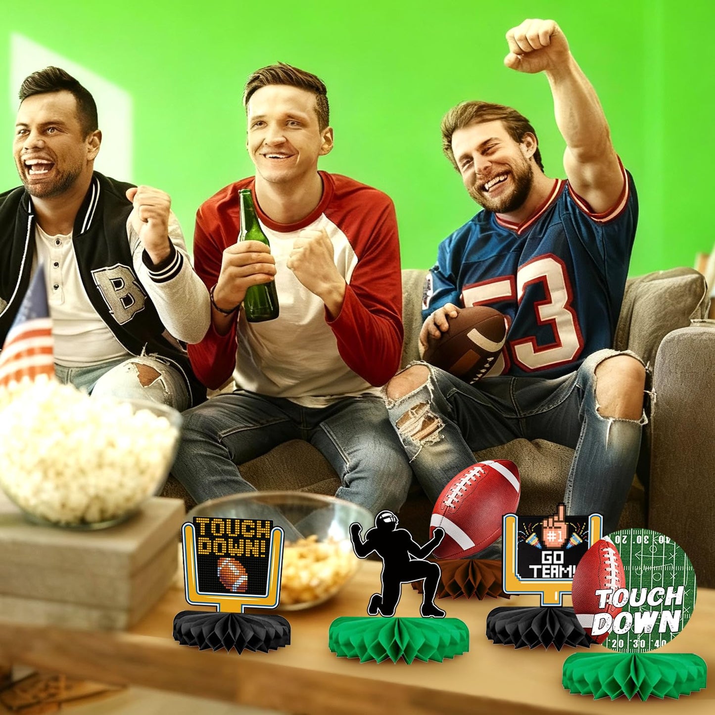 Football Party Table Decorations | Football Birthday Honeycomb Centerpieces Table Toppers | Game Day Party Table Decor Centerpiece Ornaments Supplies