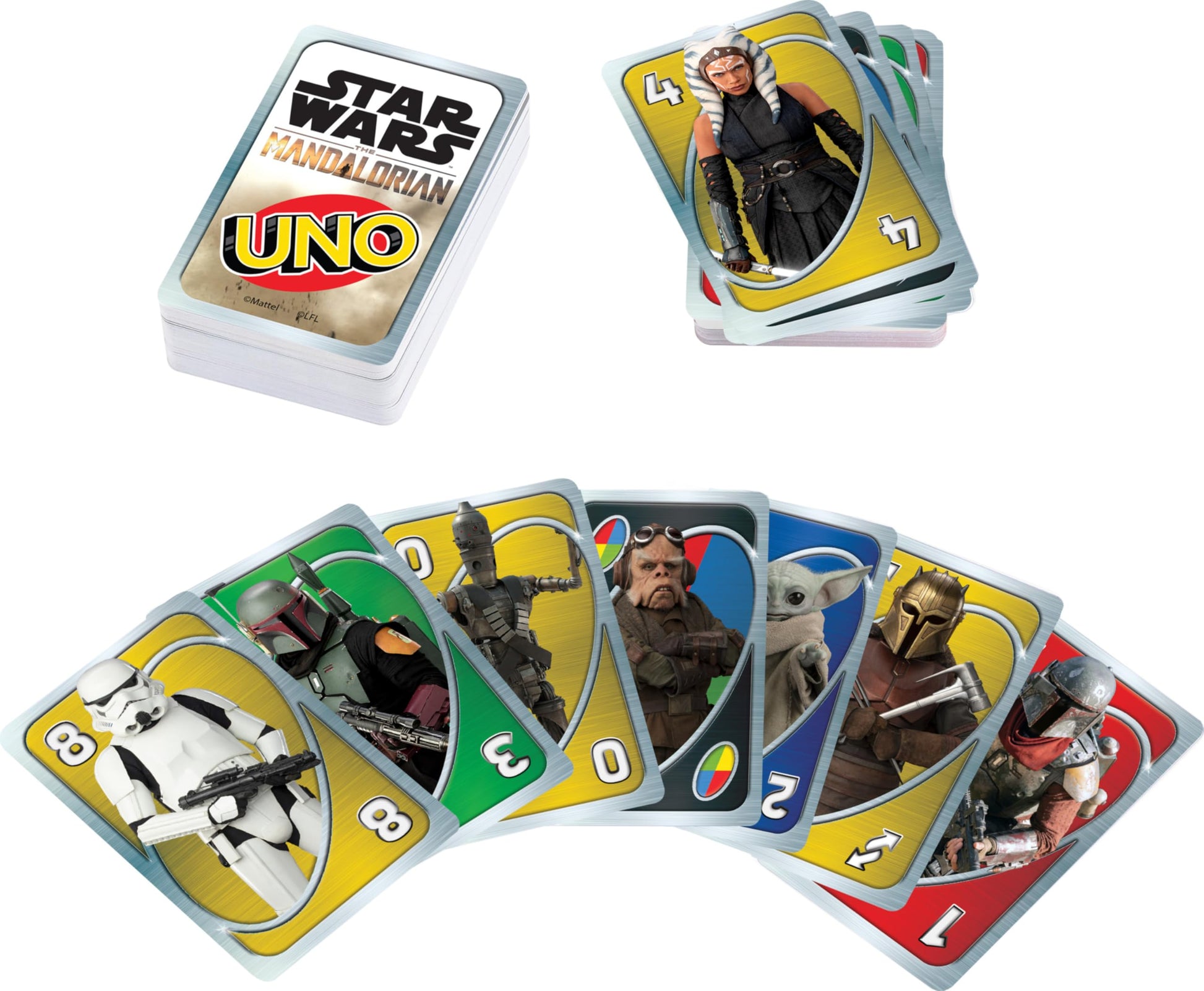 Mattel Games UNO Star Wars The Mandalorian in Storage Tin, Themed Deck & Special Rule, Gift for Kid, Adult & Family Game Nights, Ages 7 Years Old
