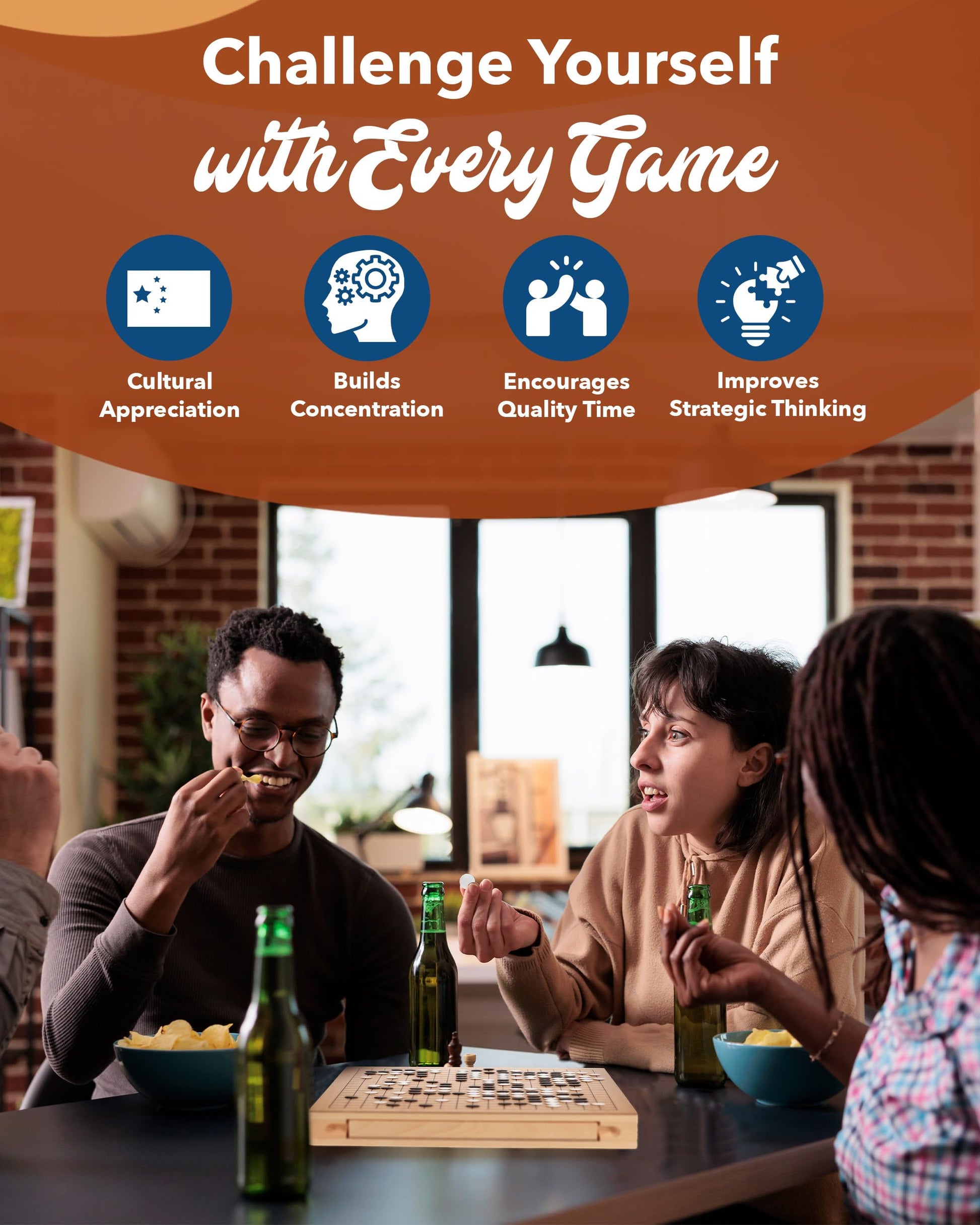 WE Games Go Game Set 12 Inch - Traditional Go Set with Pull-Out Storage Drawers, Portable Wood Veneer Goban, Strategy Board Games for Adults, Go Board