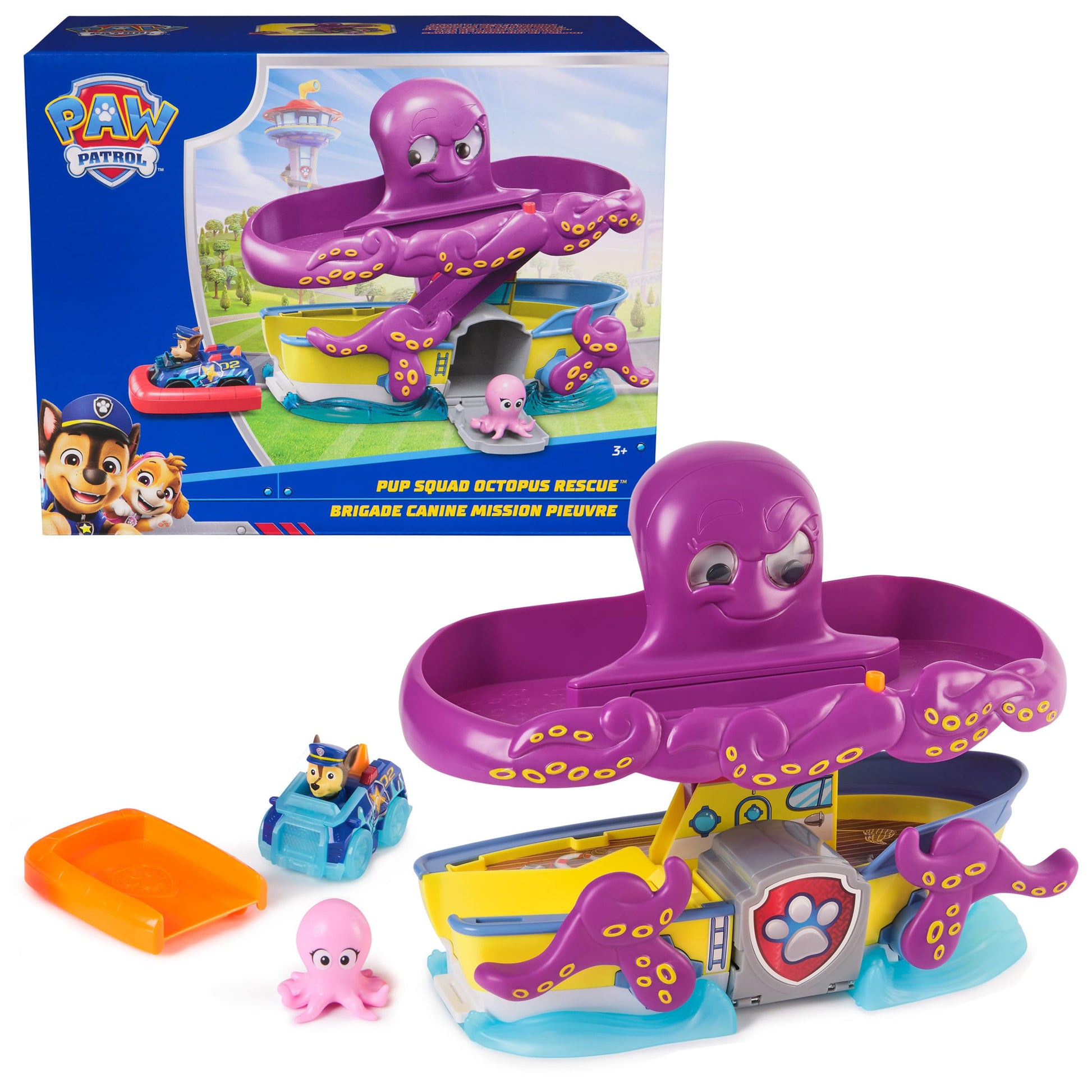 PAW Patrol Pup Squad Octopus Rescue Playset with Chase Toy Car Vehicle