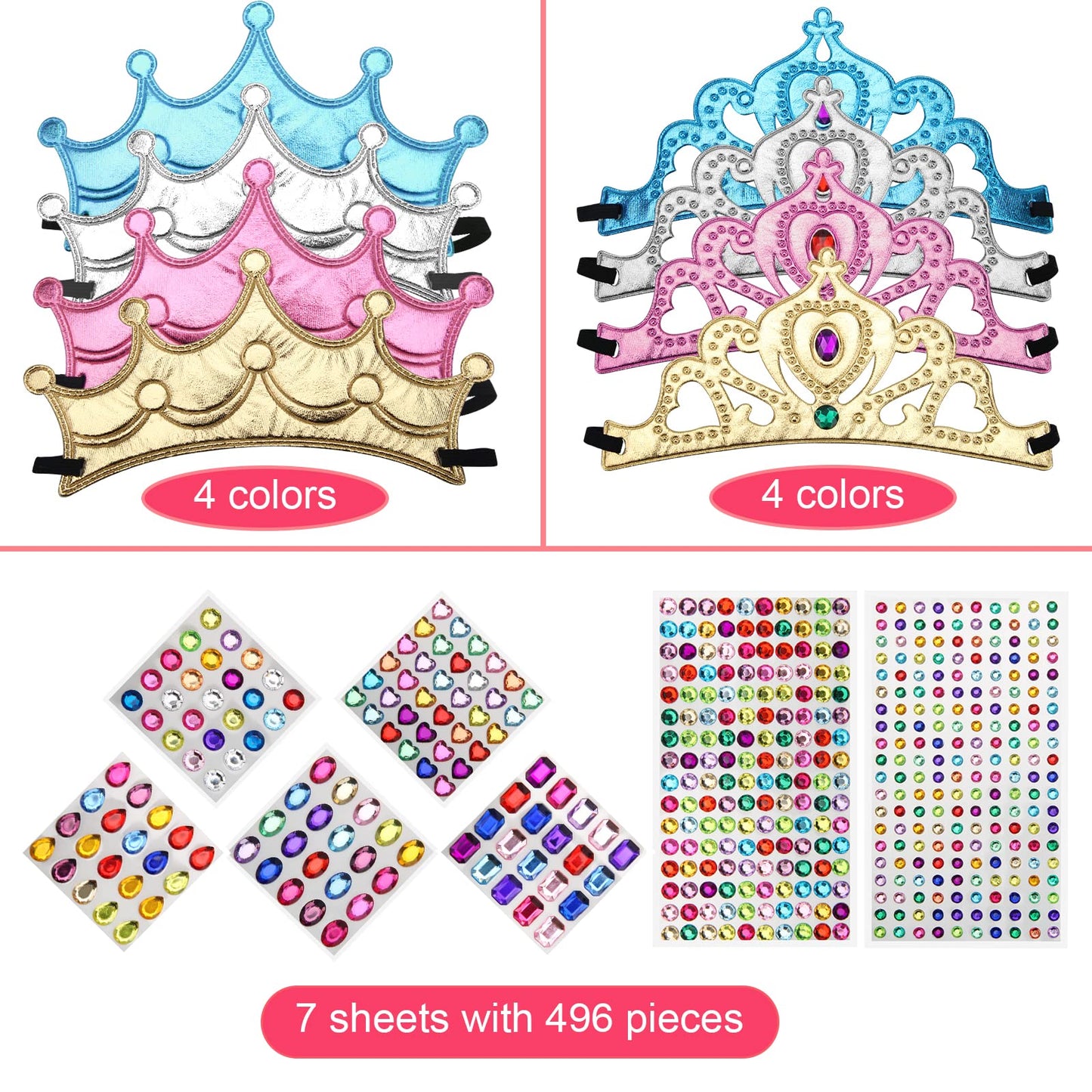 Catcan 23 PCS Foam Crowns Set, 16 PCS Princess Crowns & Sticker