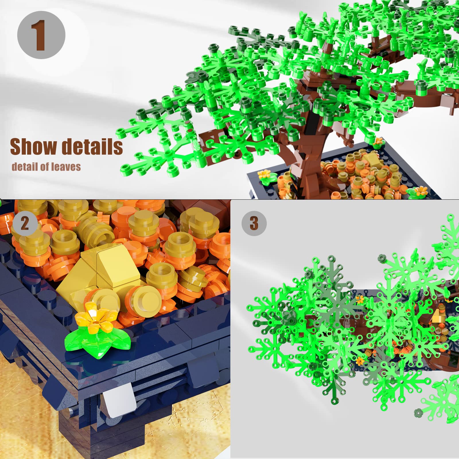 TENHORSES Bonsai Tree Building Set for Adults, Creative Plants Building Kit Botanical Home Decor Icons Cool Birthday Gift for Adults Kids (817Pcs)