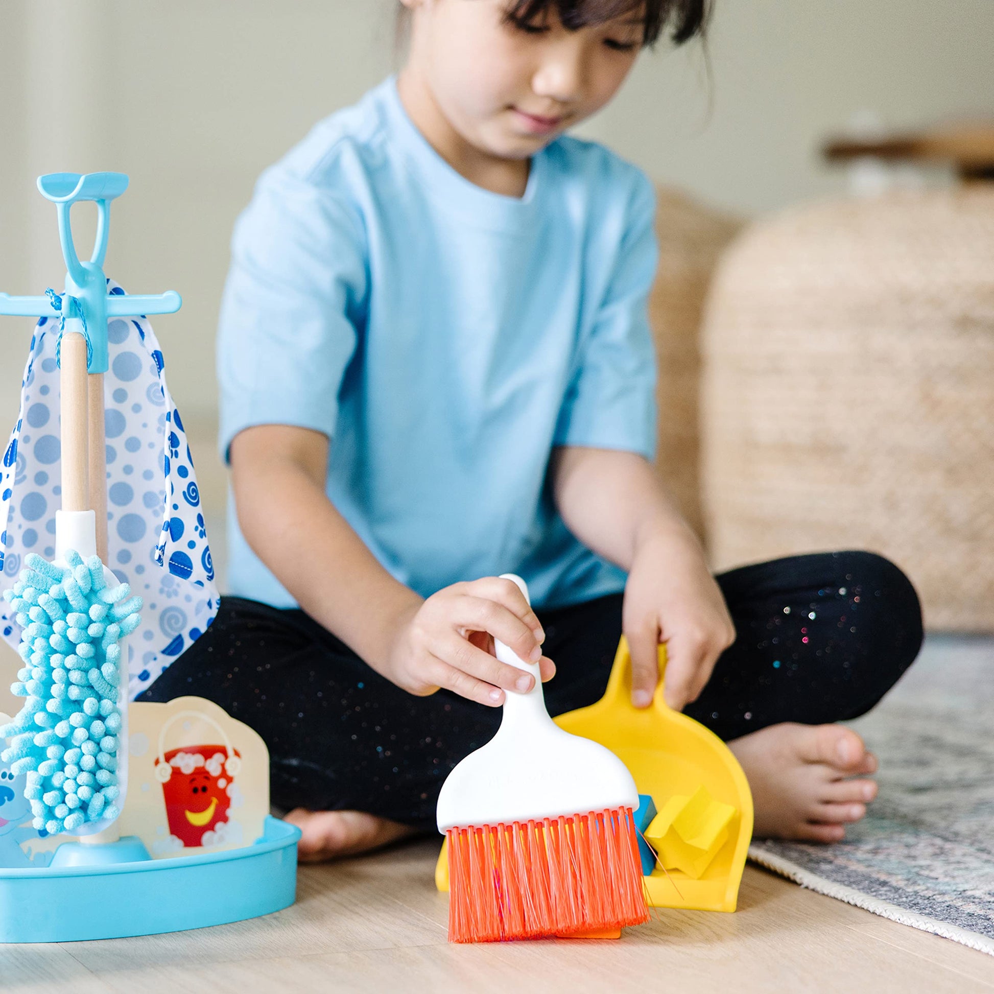 Melissa & Doug Blue's Clues & You Clean-Up Time Play Set Toddler Toy Cleaning Set, Broom and Mop for Kids Ages 3+