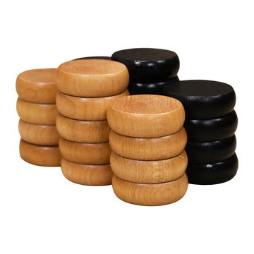 26 Black and Natural Crokinole Discs - Full Set (Large Discs - 1 1/4 Inch Diameter (3.2cm))