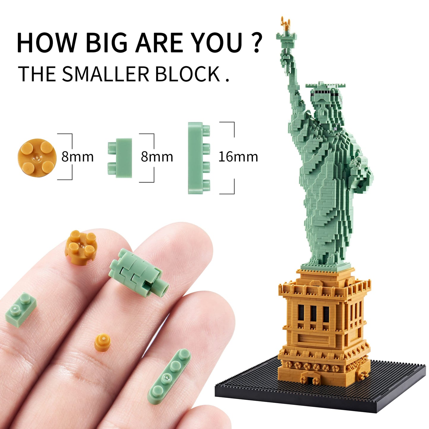 YaJie Statue of Liberty Micro Blocks Set, Educational Architecture Model Kit for Teens & Adults, Creative DIY Landmark Building Toy, Ideal Gift
