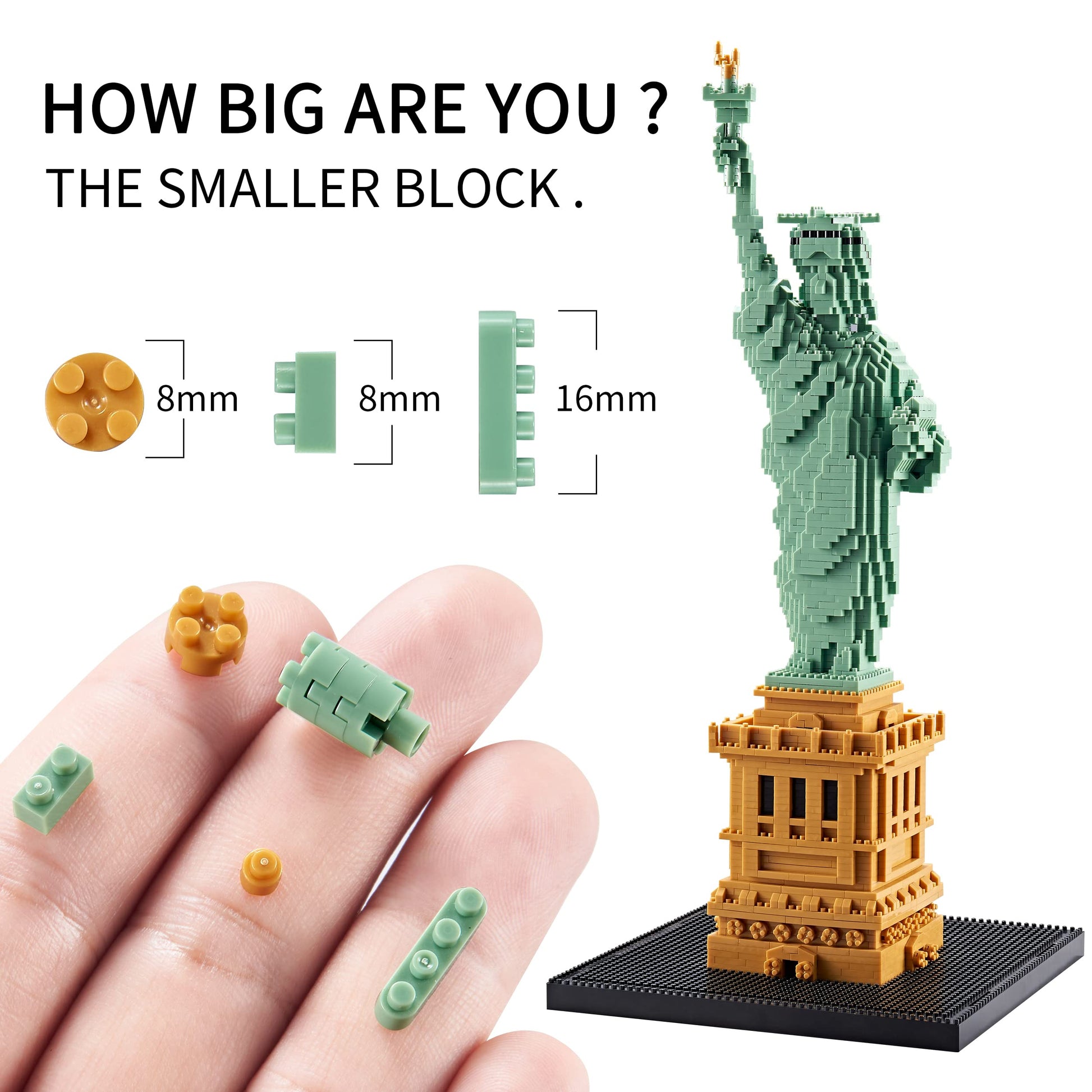 YaJie Statue of Liberty Micro Blocks Set, Educational Architecture Model Kit for Teens & Adults, Creative DIY Landmark Building Toy, Ideal Gift