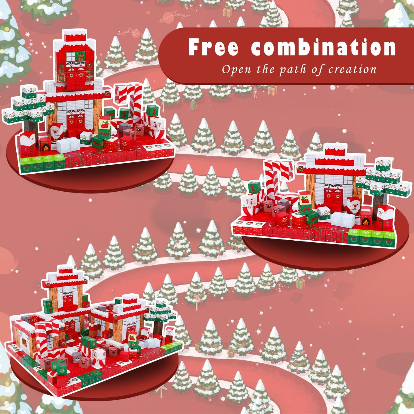 Silkovahamd Christmas Magnetic Blocks Toys 200 Pieces, Educational Magnet Building Tiles Gifts for Toddlers Kids Ages 3-8, STEM Sensory Toys Birthday