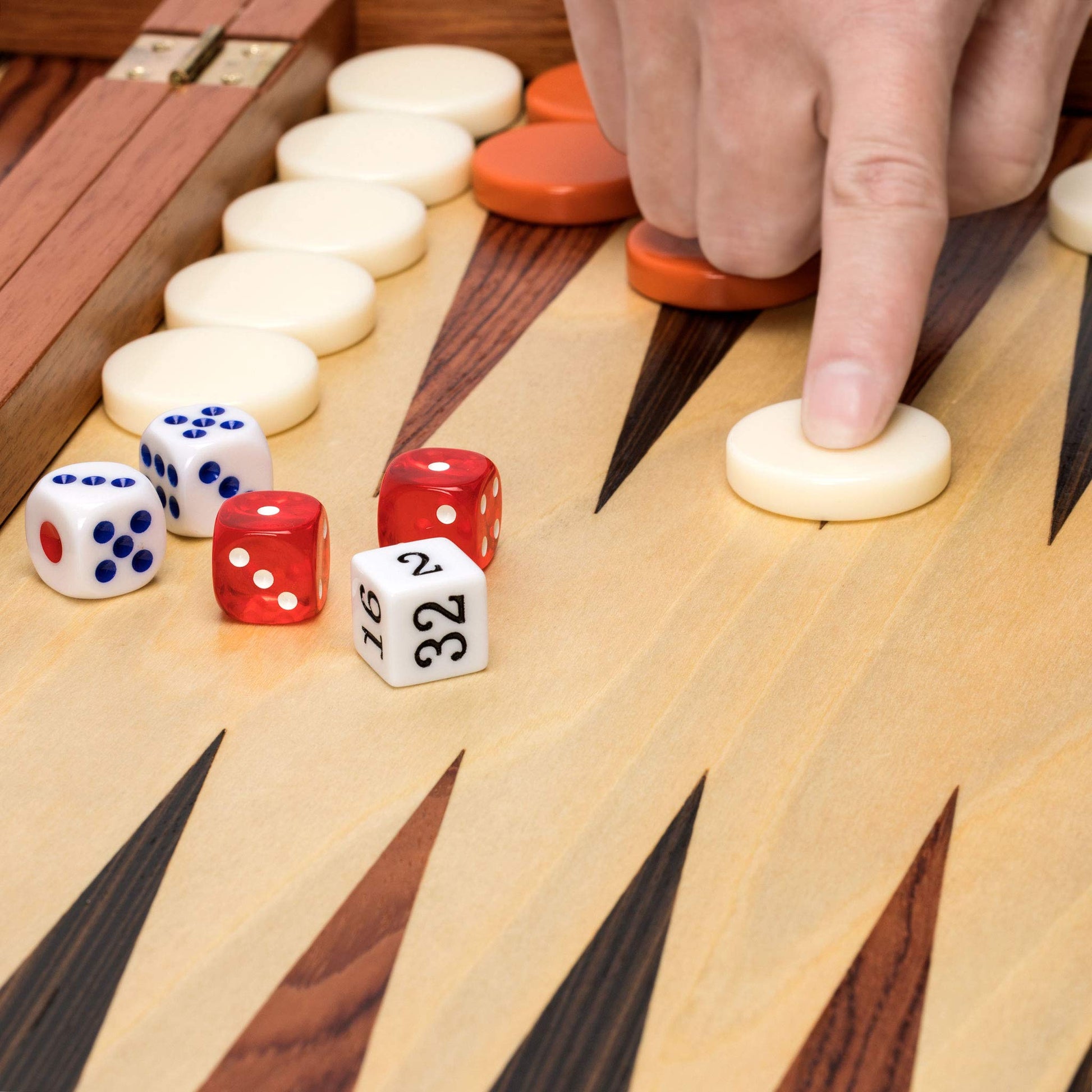 Yellow Mountain Imports Wooden Inlaid Rosewood Backgammon Game Set - Knoll - with Acrylic Playing Pieces & Wooden Dice Cups, 19-inch Board