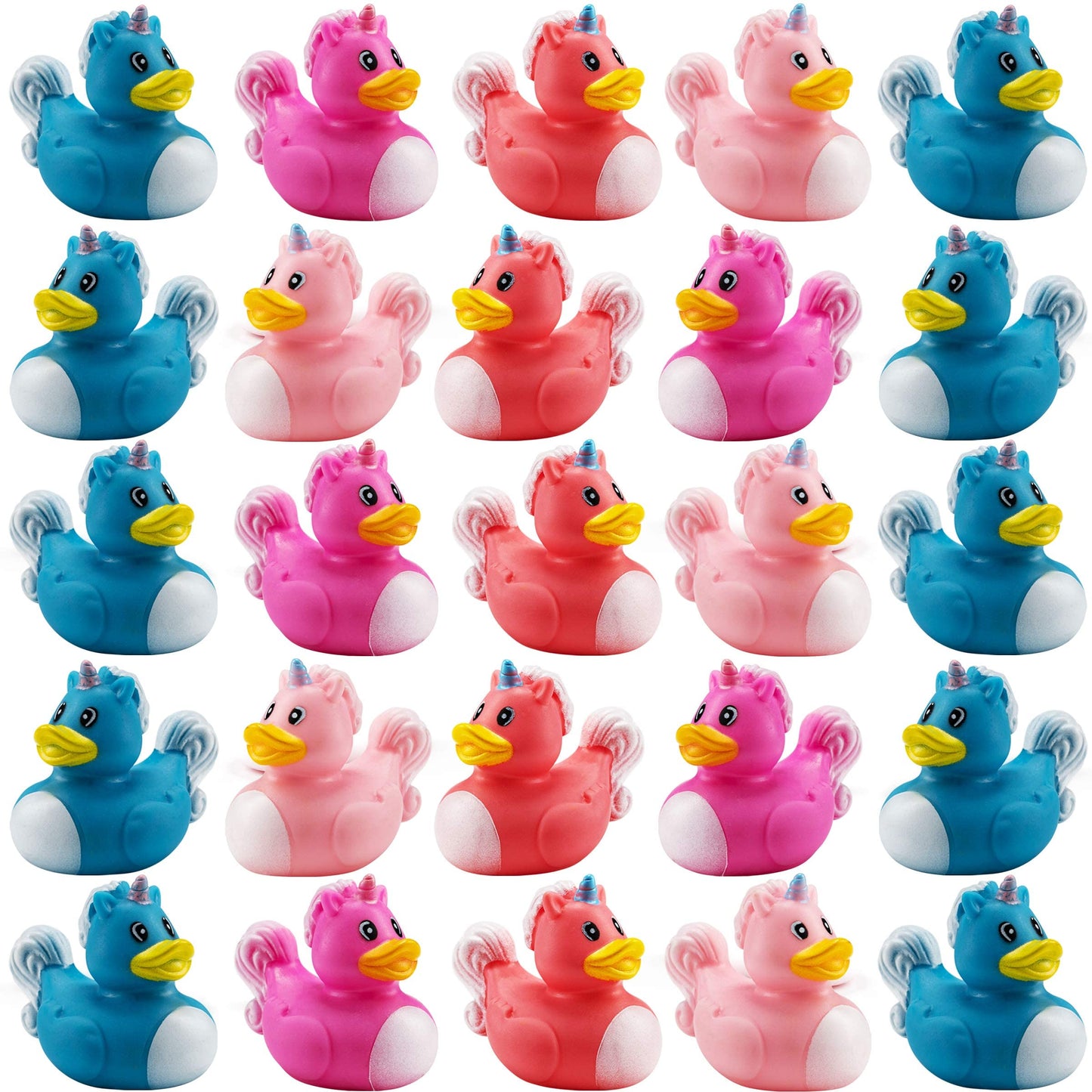 Mini Unicorn Rubber Duckies (Pack of 24) Assorted 2 Inch Duckies, Squirt Bath Tub Toy for Kids, Squeezable and Squirtable, Great for Birthday Party's