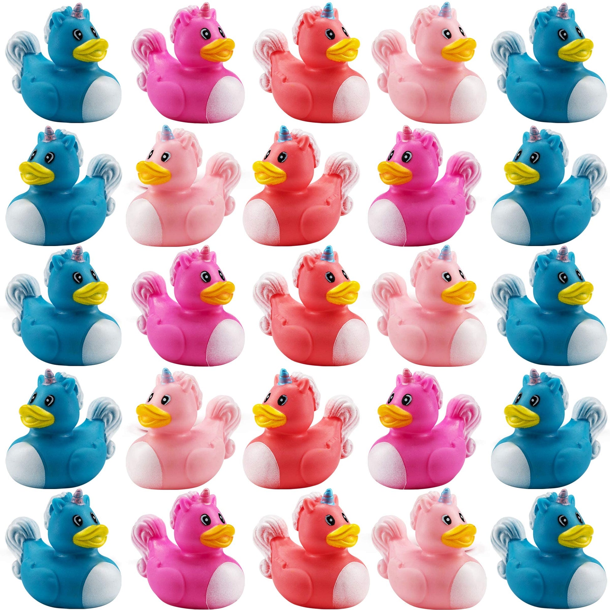 Mini Unicorn Rubber Duckies (Pack of 24) Assorted 2 Inch Duckies, Squirt Bath Tub Toy for Kids, Squeezable and Squirtable, Great for Birthday Party's
