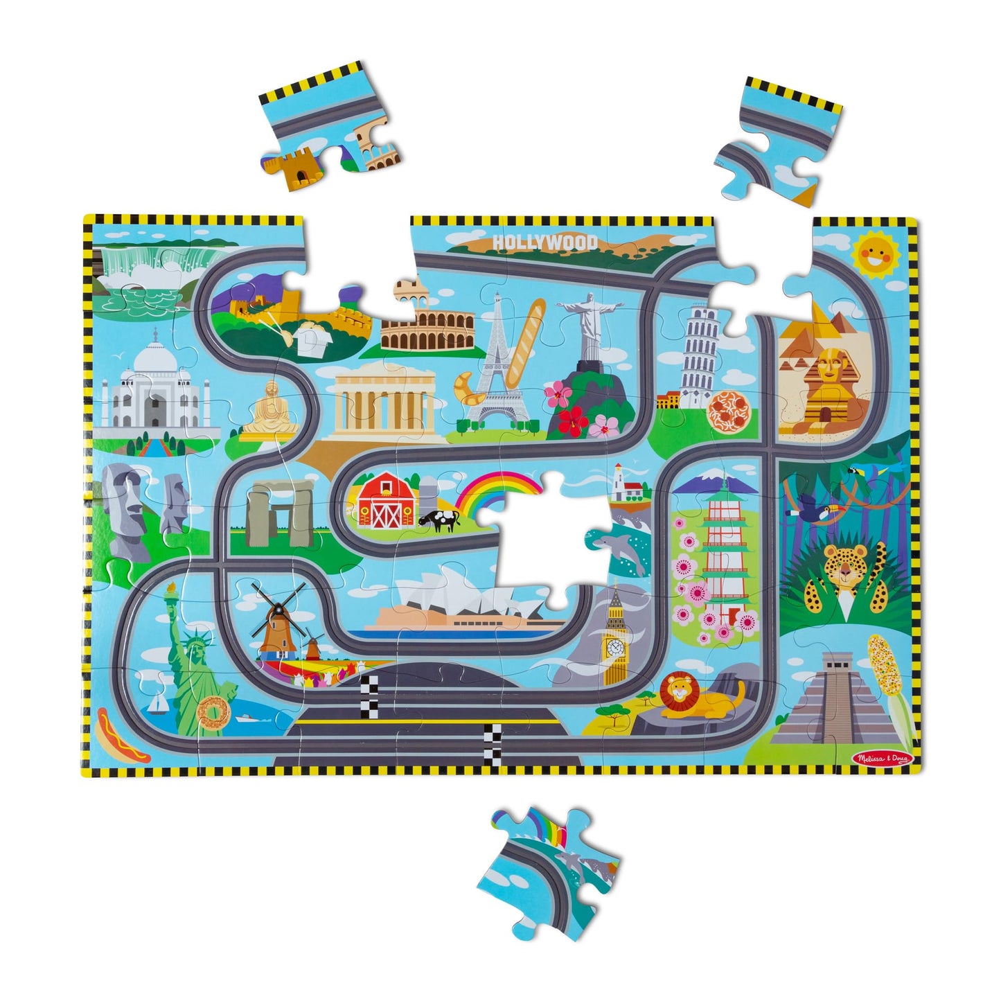 Melissa & Doug Race Around the World Floor Puzzle 48-Piece