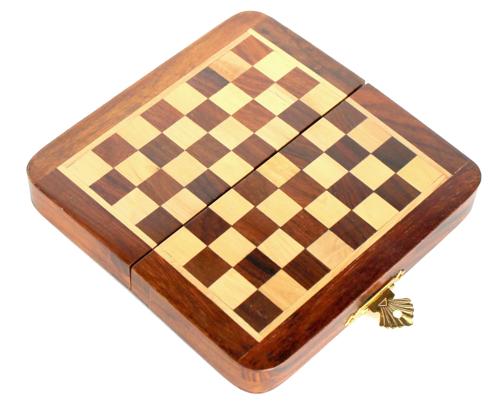 Stonkraft Collectible Folding Wooden Chess Set with Magnetic Crafted Pieces, 7" X 7"