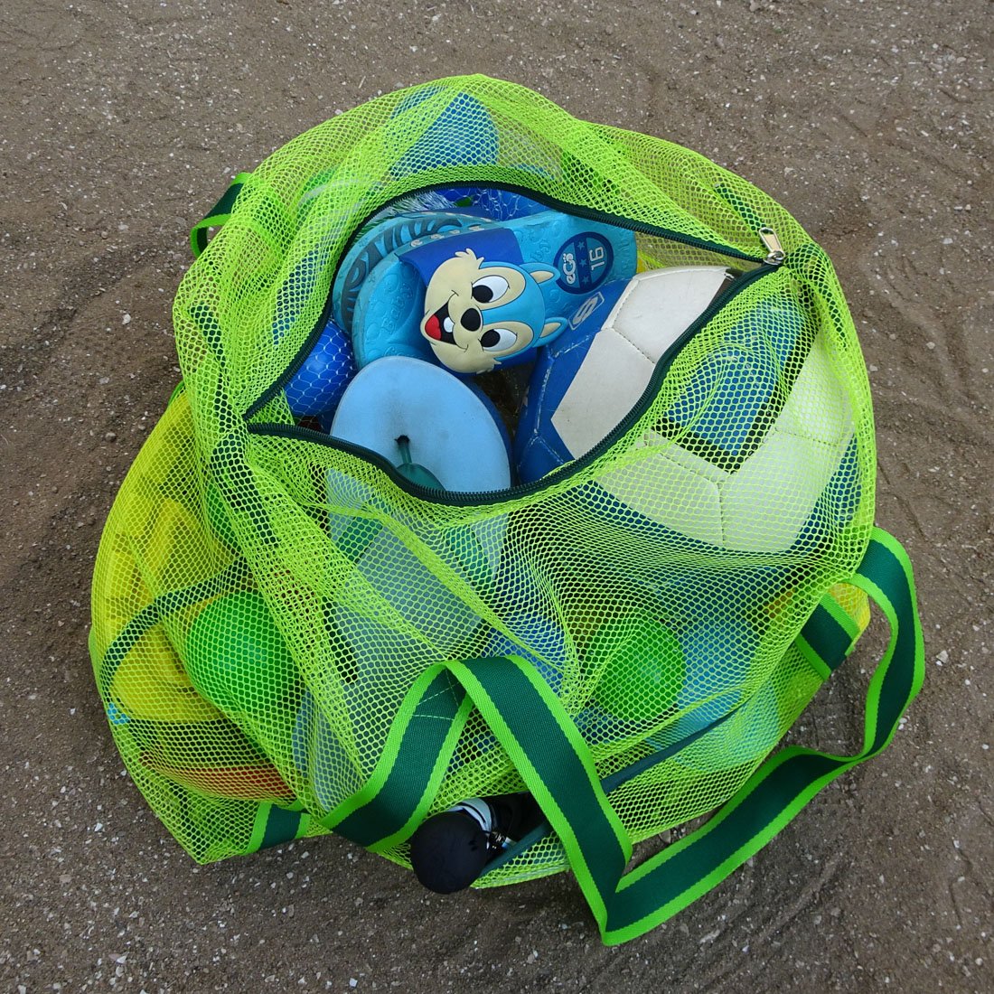 Leberna Mesh Beach Toy Bag with Zipper Sand Toys Net Tote Bags Lightweight
