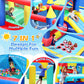 Bestsun Inflatable Bounce House for Kids, Bouncy Castle with Slide, Jumping, Basketball Hoop, Ball Pit, Family Backyard Bouncer, 520W 0.7HP Blower