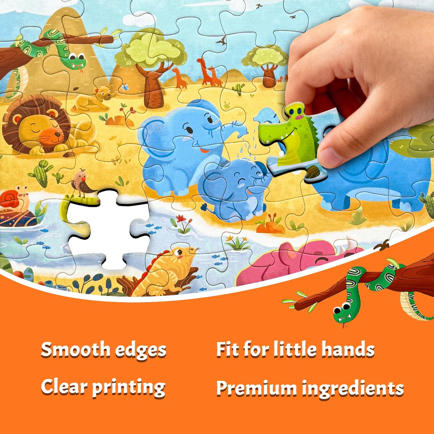 GIVEITALL Jigsaw Puzzle for Kids Ages 3-8 Year Old,36 Piece Elephant Puzzle
