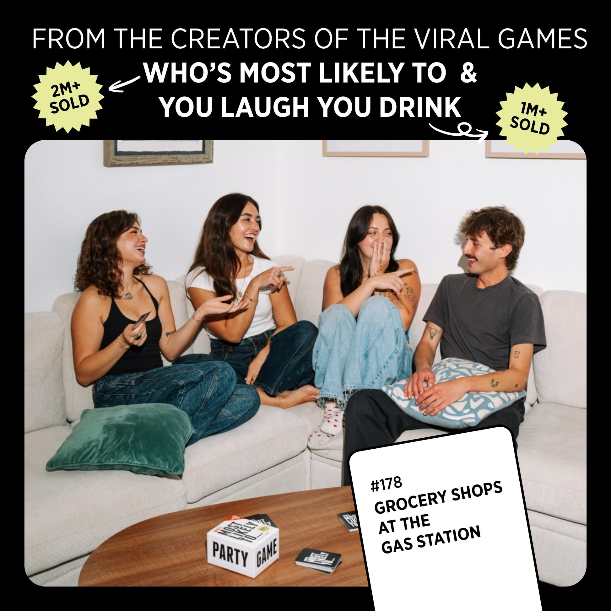 DSS Games Who’s Most Likely to… [Core Game with 100% NEW Cards | A Party Card Game for Adults, Teens, Girls Night, Groups, Bachelorettes, Game Night