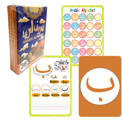 36 Arabic Flash Cards, Arabic Alphabet Learning for Beginners, Adults, Learn Arabic Alphabet Letters Writing & Pronunciation Guide for Teacher Tool