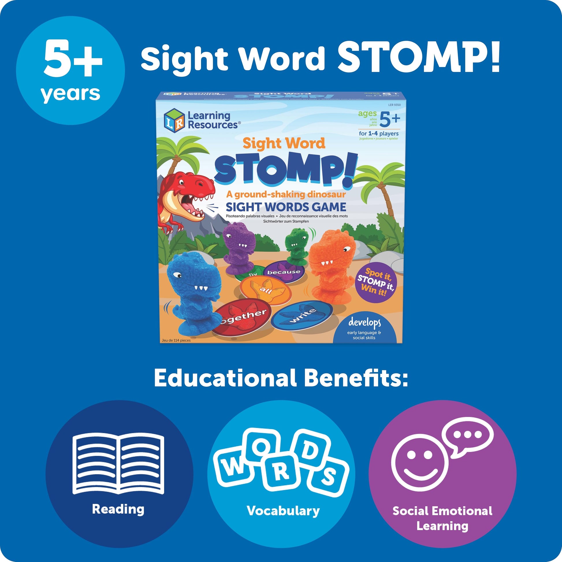 Learning Resources Sight Word Stomp! - Alphabet Toys, Phonics Flash Cards, Classroom Board Games, ABC Homeschool, Reading Manipulatives, Gifts