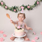 Pink & White First Birthday Party Hat - Girl's 1st Birthday Crown with Photo Props for Decorations and Dressing