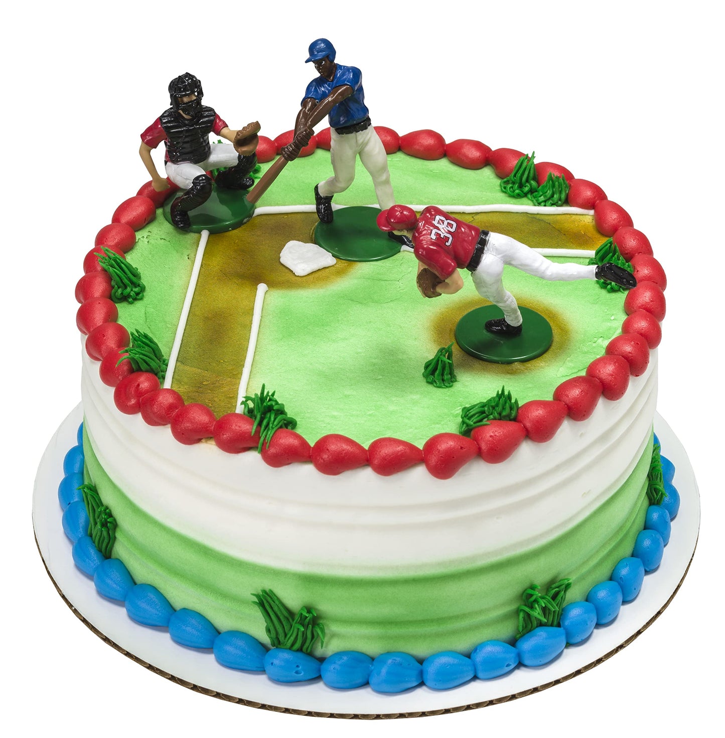 DecoSet® Batter Up 3 Piece Decorations Set, Cake and Cupcake Toppers for Baseball Themed Birthdays, Celebrations, and Parties, Food Safe, Re-usable