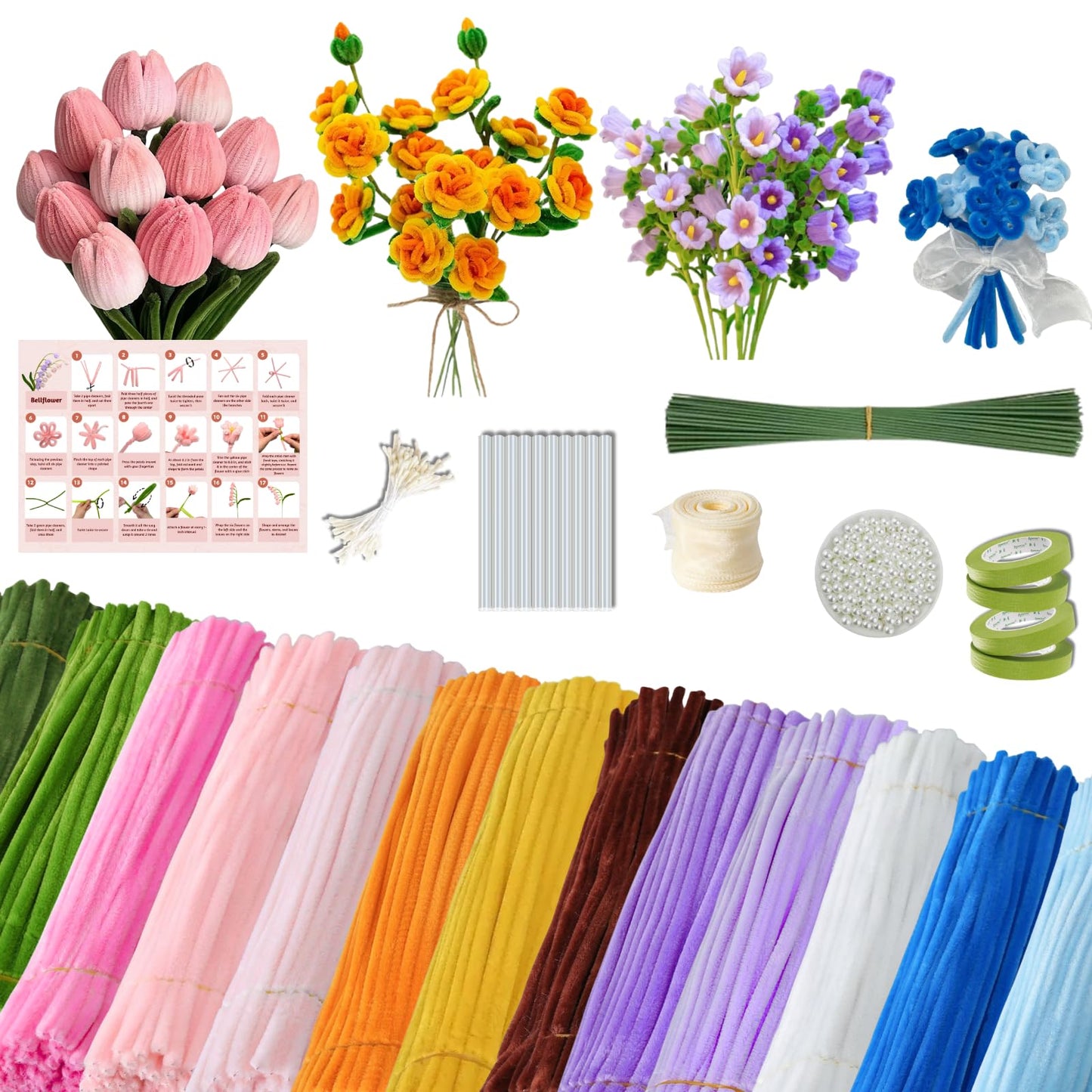 Balinging Upgraded 900 pcs Colorful Chenille Pipe Cleaners for Crafts, Extra Fuzzy Flexible Stems, 12 Inch Length for DIY Art, Kids and Adults